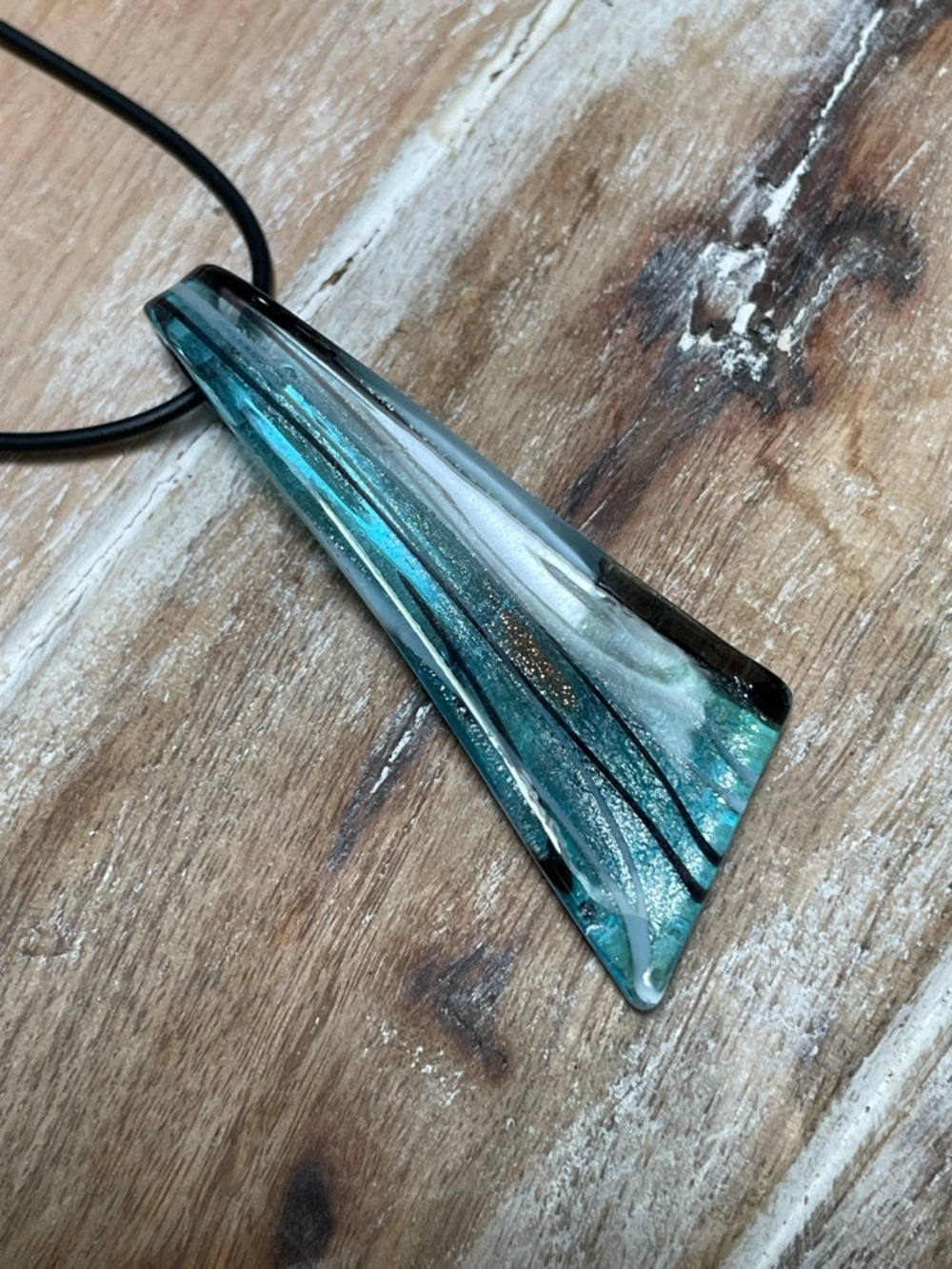 Handcrafted Sky Blue Glass Pendant Necklace and Earring Set - Picture 3 of 5